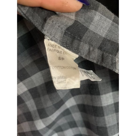 Theory Black & Grey Checkered Cotton Shirt Size S - Picture 5 of 6